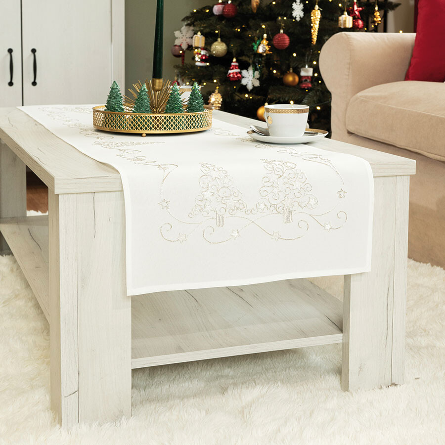 Vánoční ubrus - běhoun na stůl GOLD bílá 40x160 cm Mybesthome