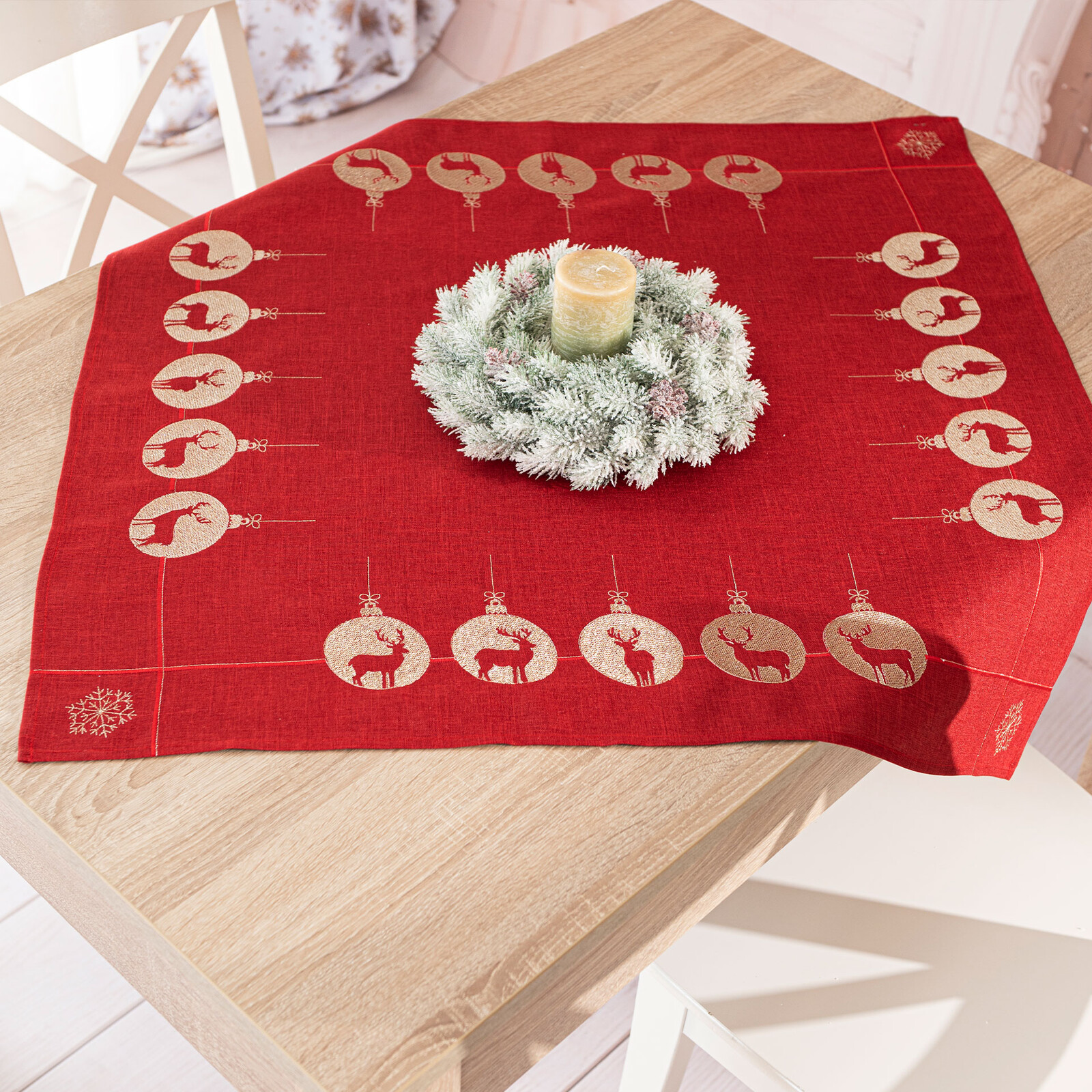 Vánoční ubrus na stůl RENIFER červená 85x85 cm Mybesthome