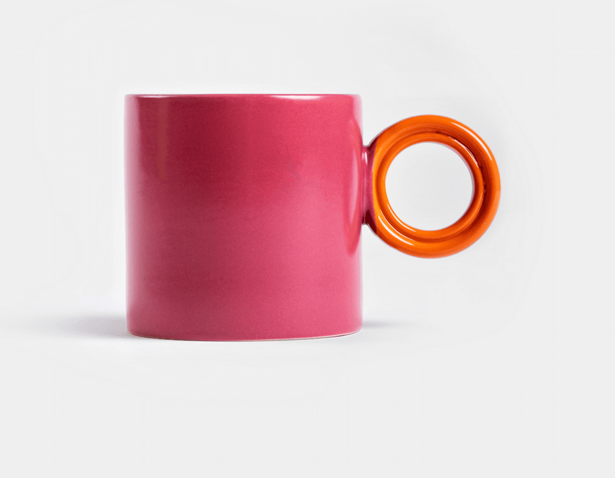 Hrnek | BOJA | růžový s oranžovým uchem | 0,45 l | 708169