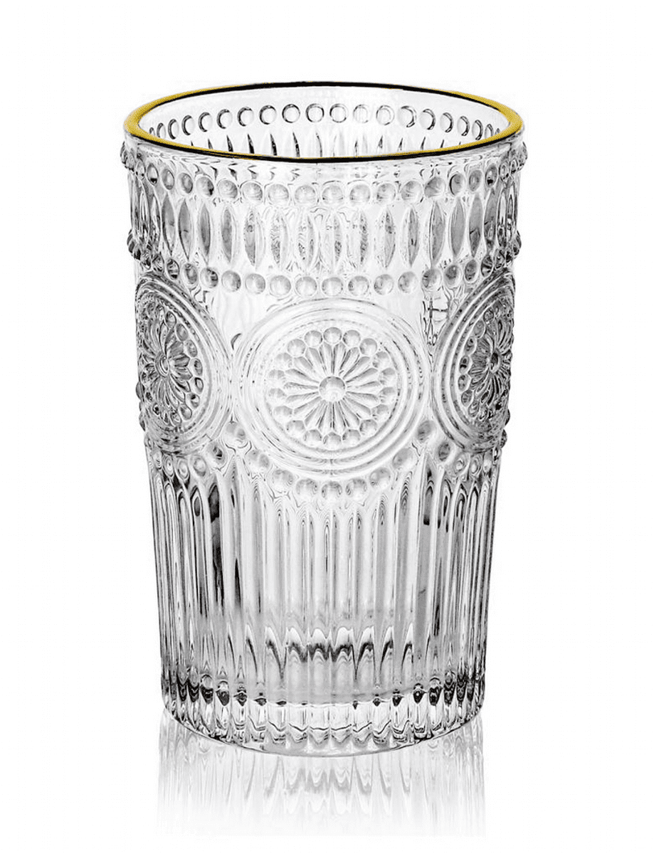 Sklenička BARREL se zlatým okrajem transparentní 0,35 l 998779