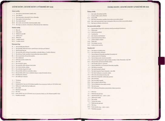 Planbook diář/notes Fialové květy 2026