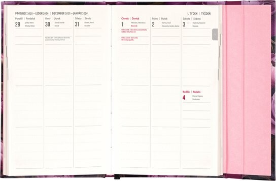 Týdenní magnetický diář 2026 Fialové květy