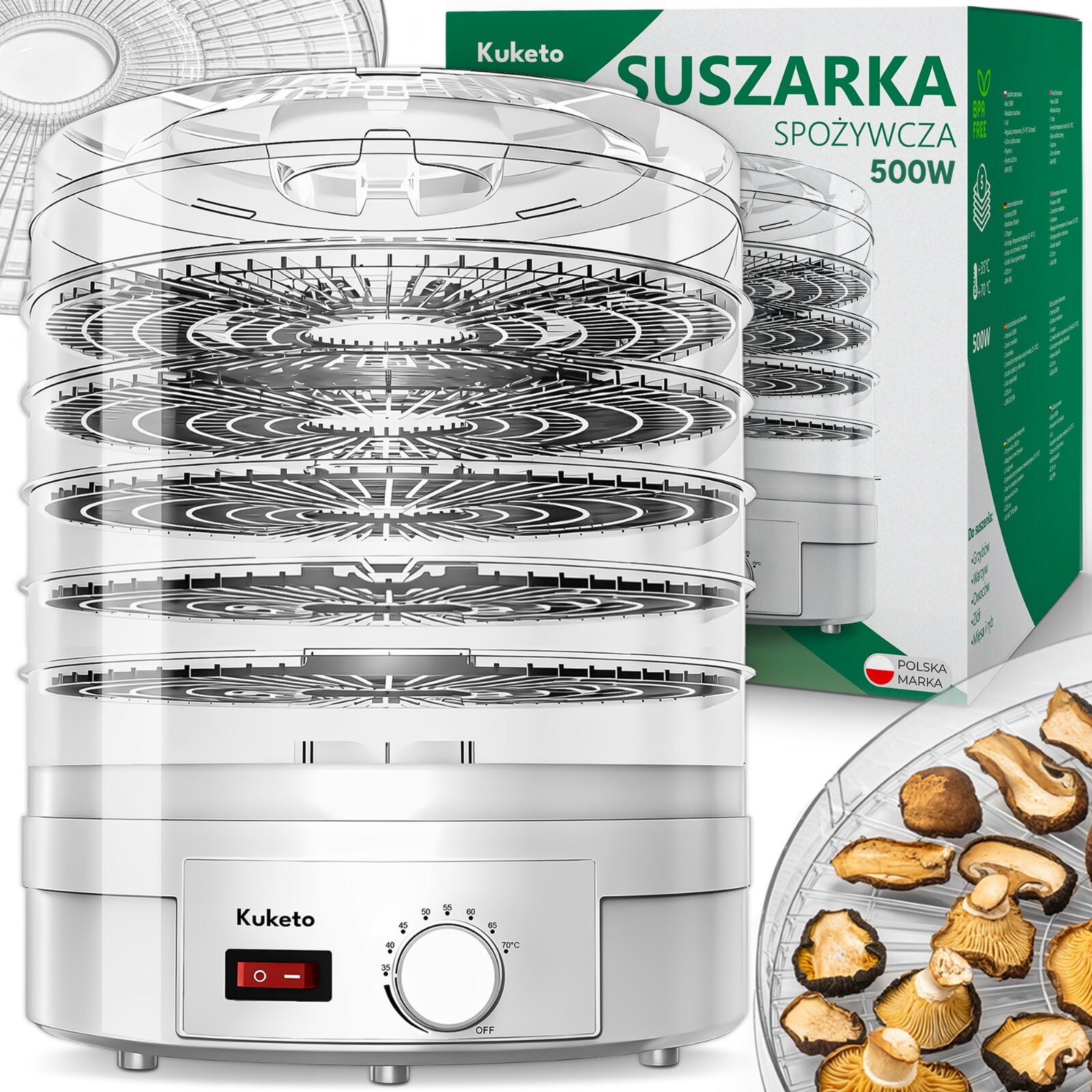 Sušička Hub Ovoce Zeleniny Potravinářských Bylin Velká 5 Sít Výkonná 500 W