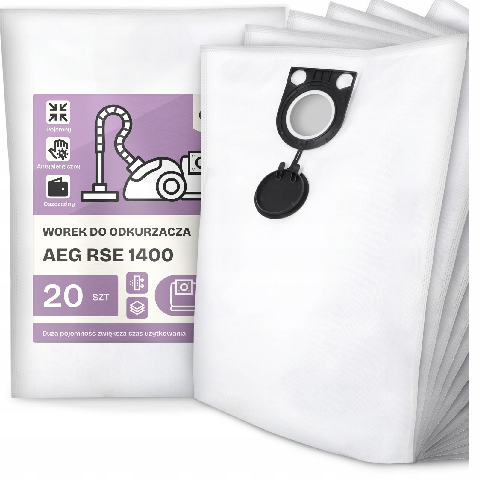 20 x Sáček Do Vysavače Aeg Rse 1400 Syntetický Prostorný Silný Sáček G9