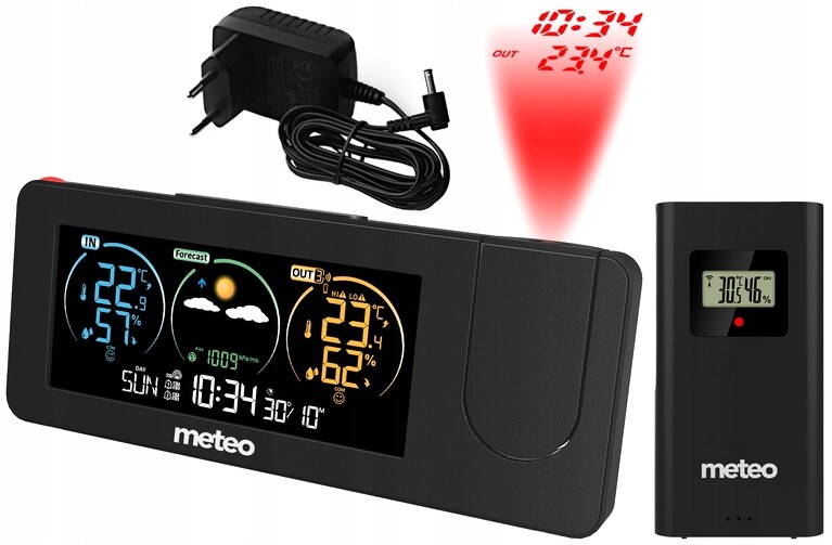Meteorologická Stanice Budík S Projektorem Hodiny Teploměr Dcf