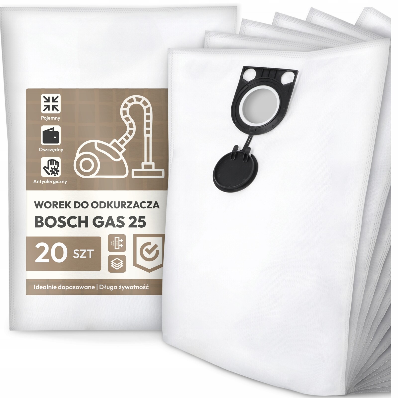 20 x Sáček Do Vysavače Bosch Gas 25 Syntetický, prostorný, silný, sáček G9