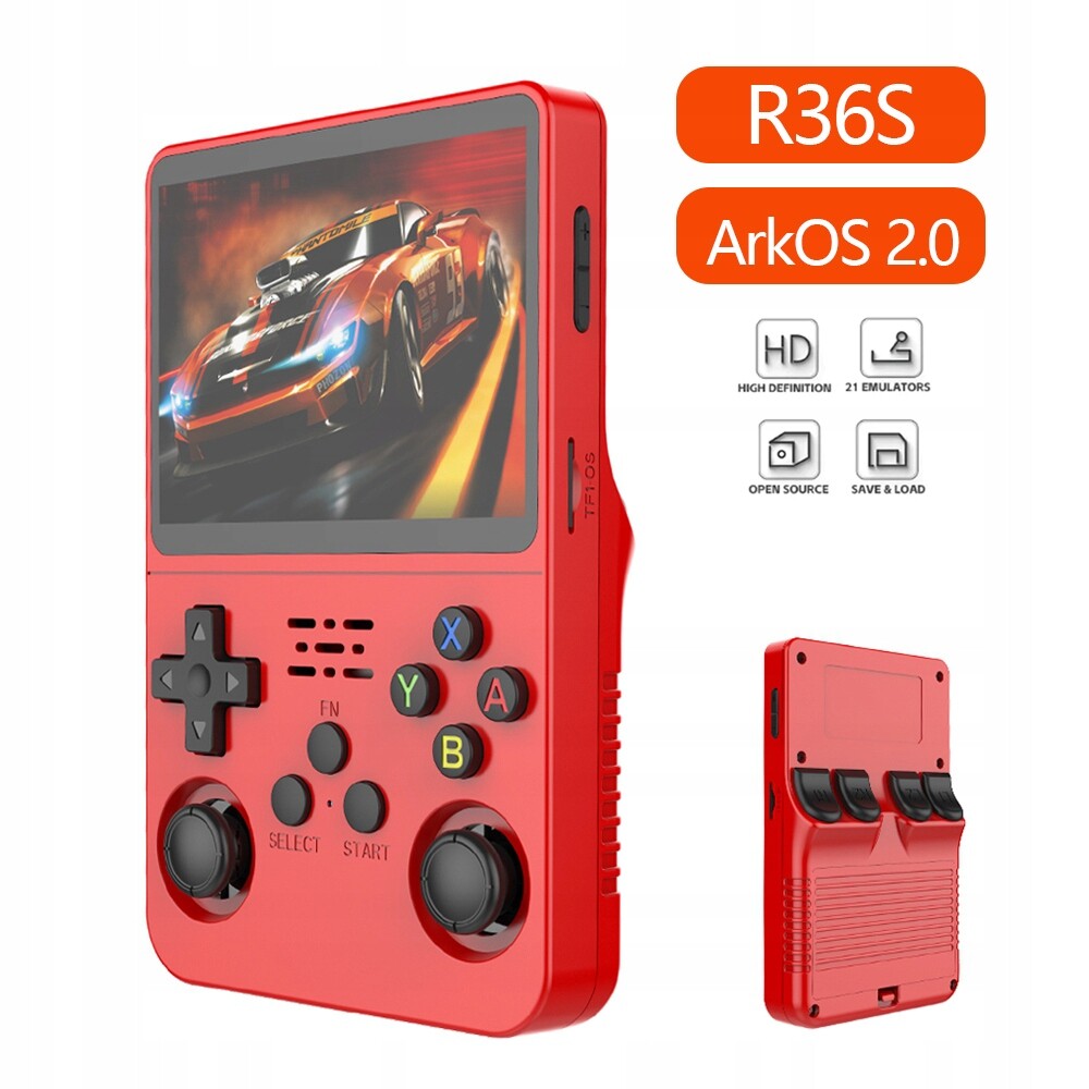 Originální ArkOS 2.0 R36S Herní Konzola Retro 20000 Hry 64GB Červená