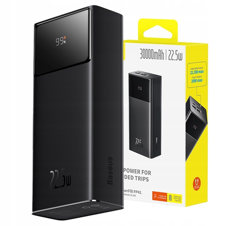 Baseus Power Bank Silný Rychlý Prostorný 30000MAH Usb-c Pd 22.5W Bezpečný