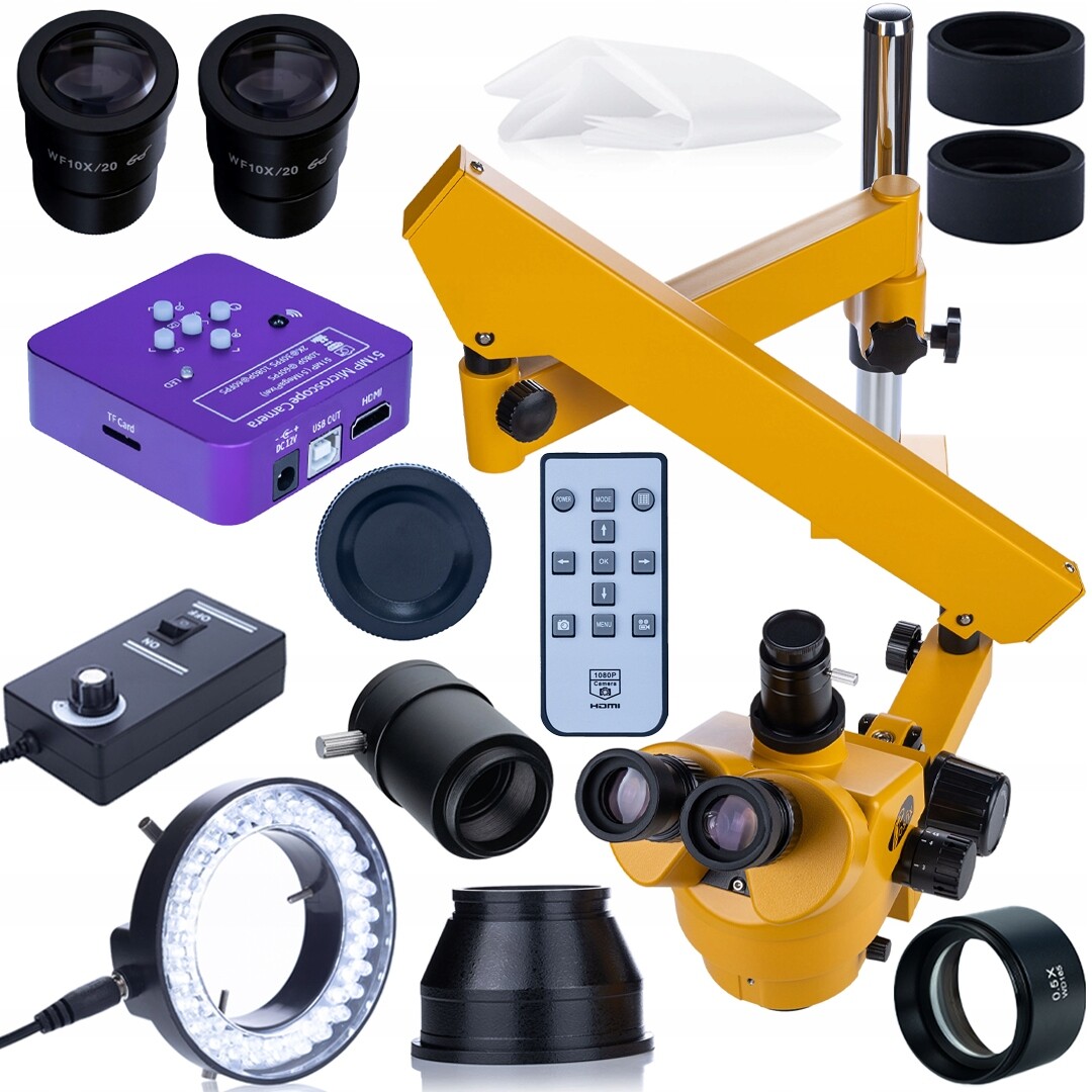 Mikroskop Na Výložníku Sada 51MP 4K Čočka 0.5x Led 56x Kamera Hq