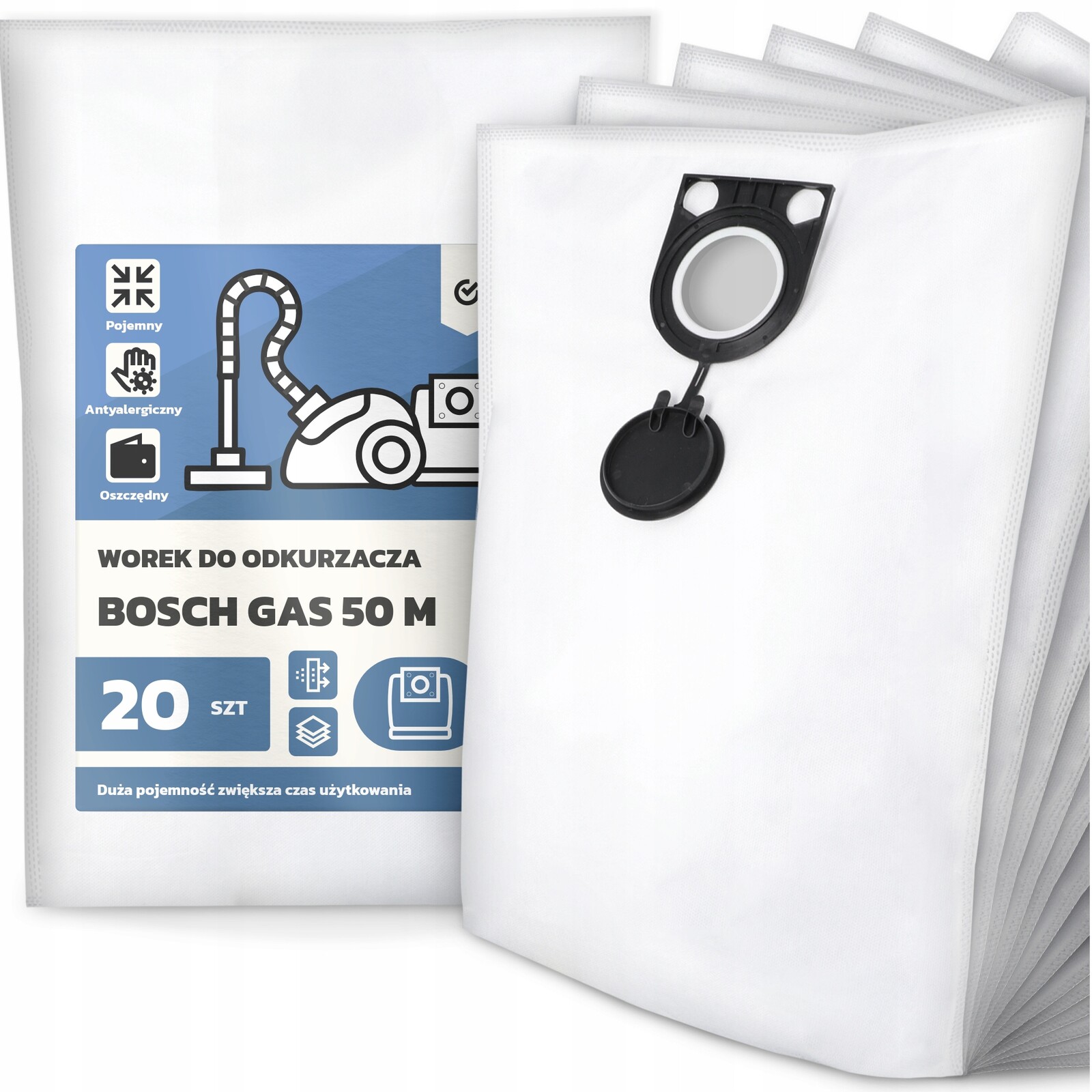 20 x Sáček Do Vysavače Bosch Gas 50 M Syntetický Prostorný Silný Sáček G9