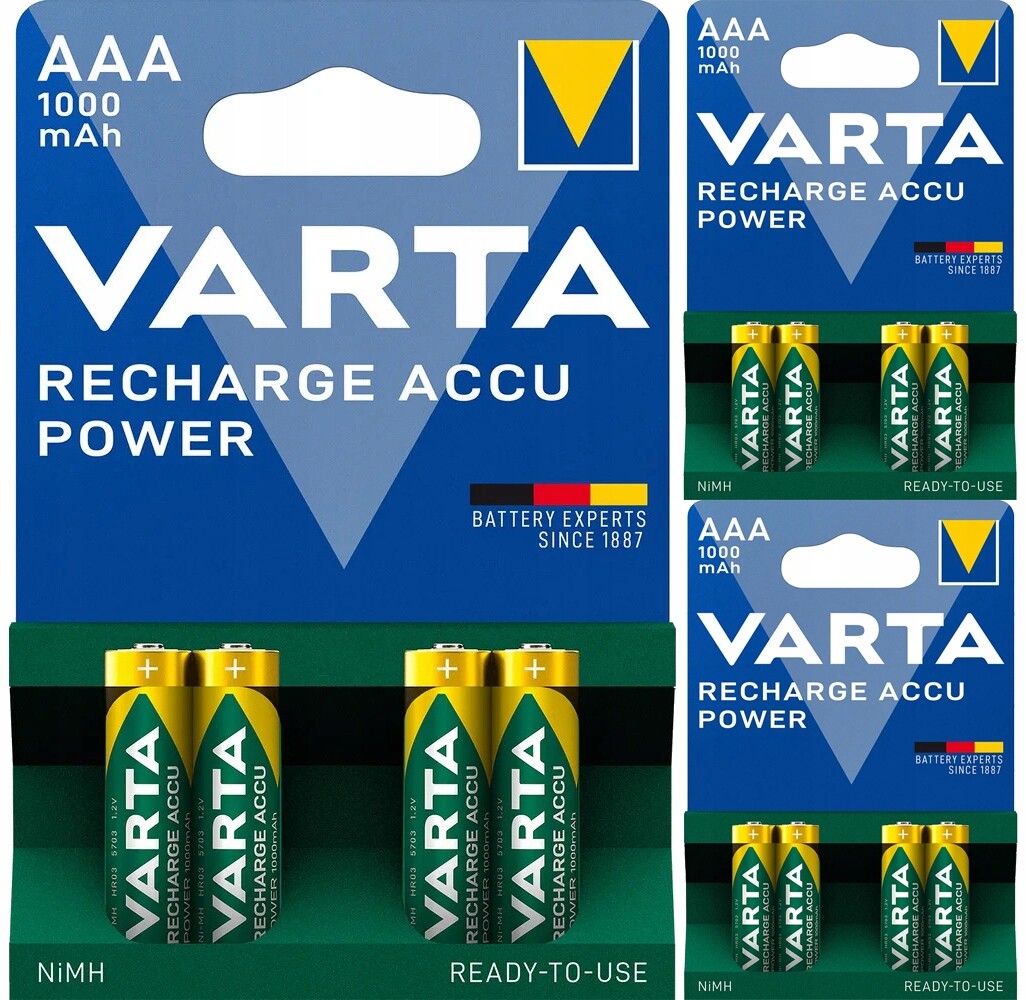 12 x Aku Baterie Malé Palušky Varta R3 Aaa 1000 mAh 1,2V
