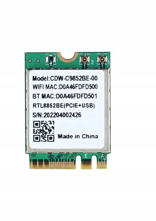 Síťová karta WiFi 6 AX1800 Realtek RTL8852BE Ngff Bt 5.0 802.11AX 2.4G/5G