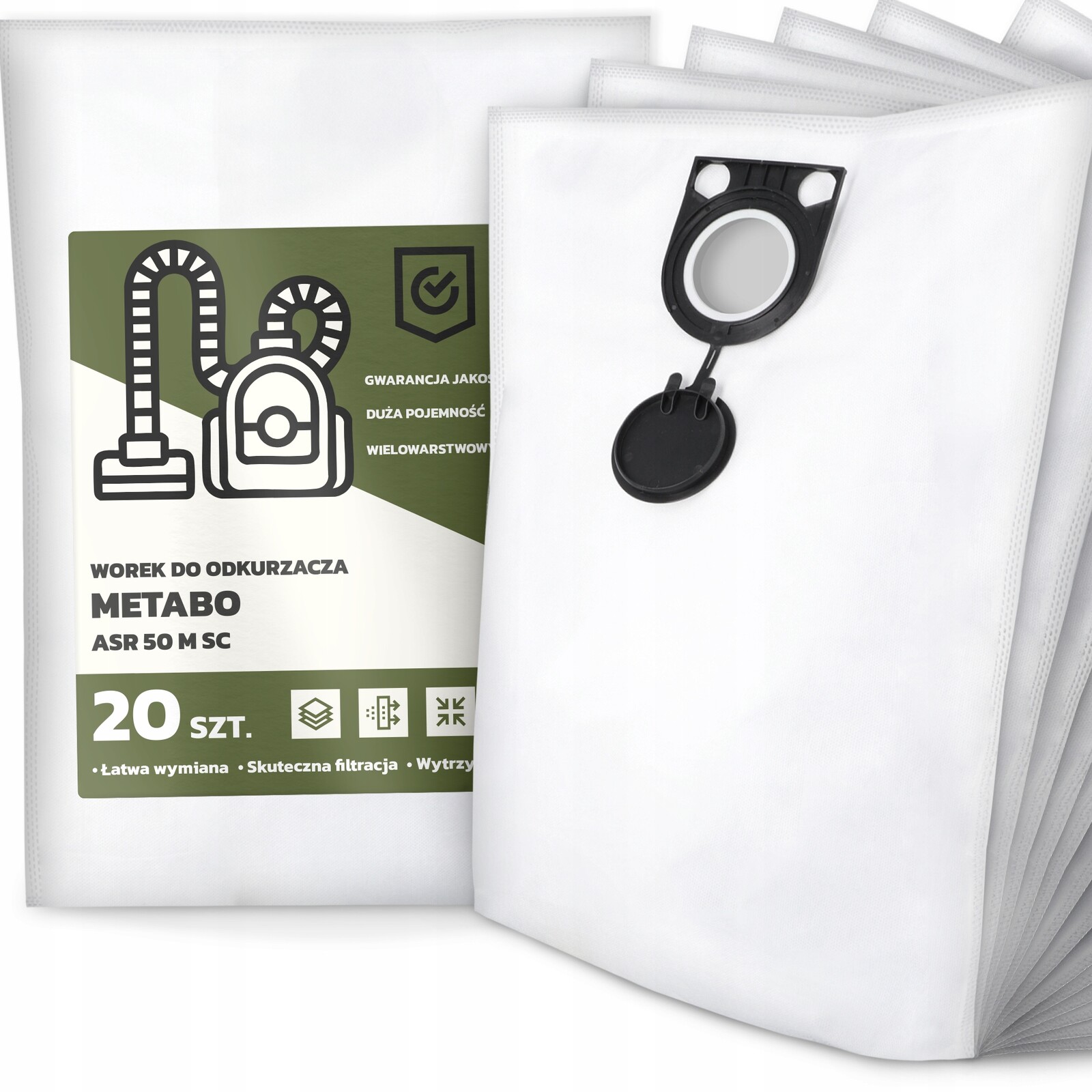 20 x Sáček do Vysavače Metabo Asr 50 M Sc Syntetický Objemný Silný G9