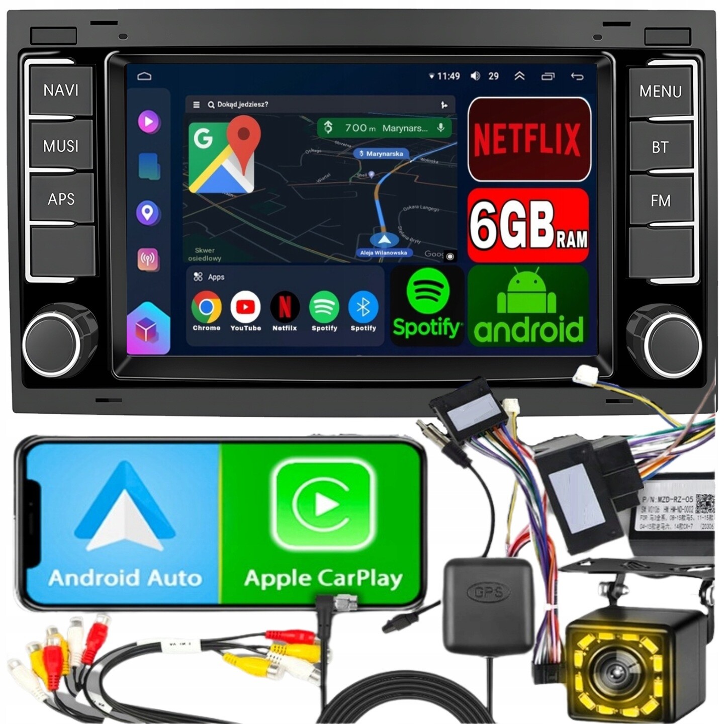 Automobilové Rádio pro Volkswagen Vw Multivan Touareg Android Gps Wifi Bt 6GB