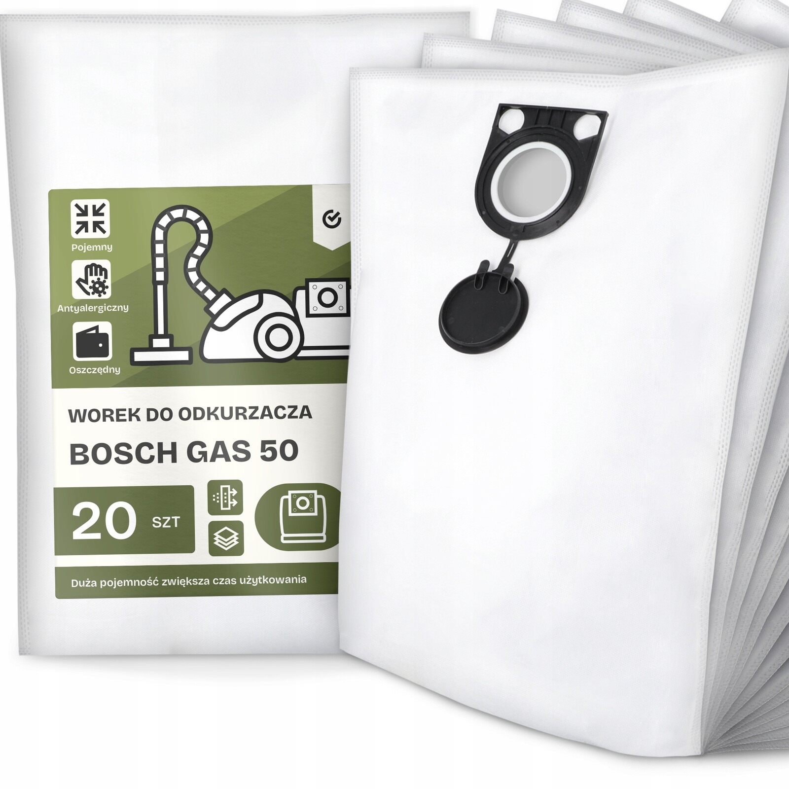 20 x Sáček Do Vysavače Bosch Gas 50 Syntetický Prostorný Silný Sáček G9