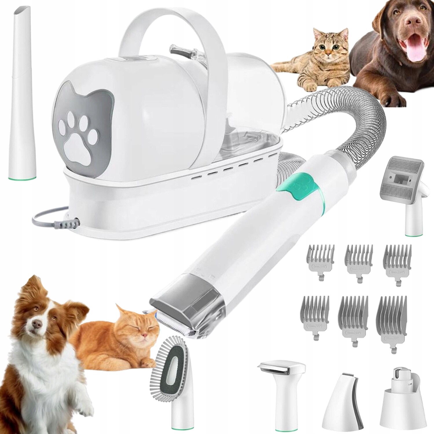 Sada pro péči o psa a kočku vysavač zastřihovač kartáč 7v1 Multifunkční