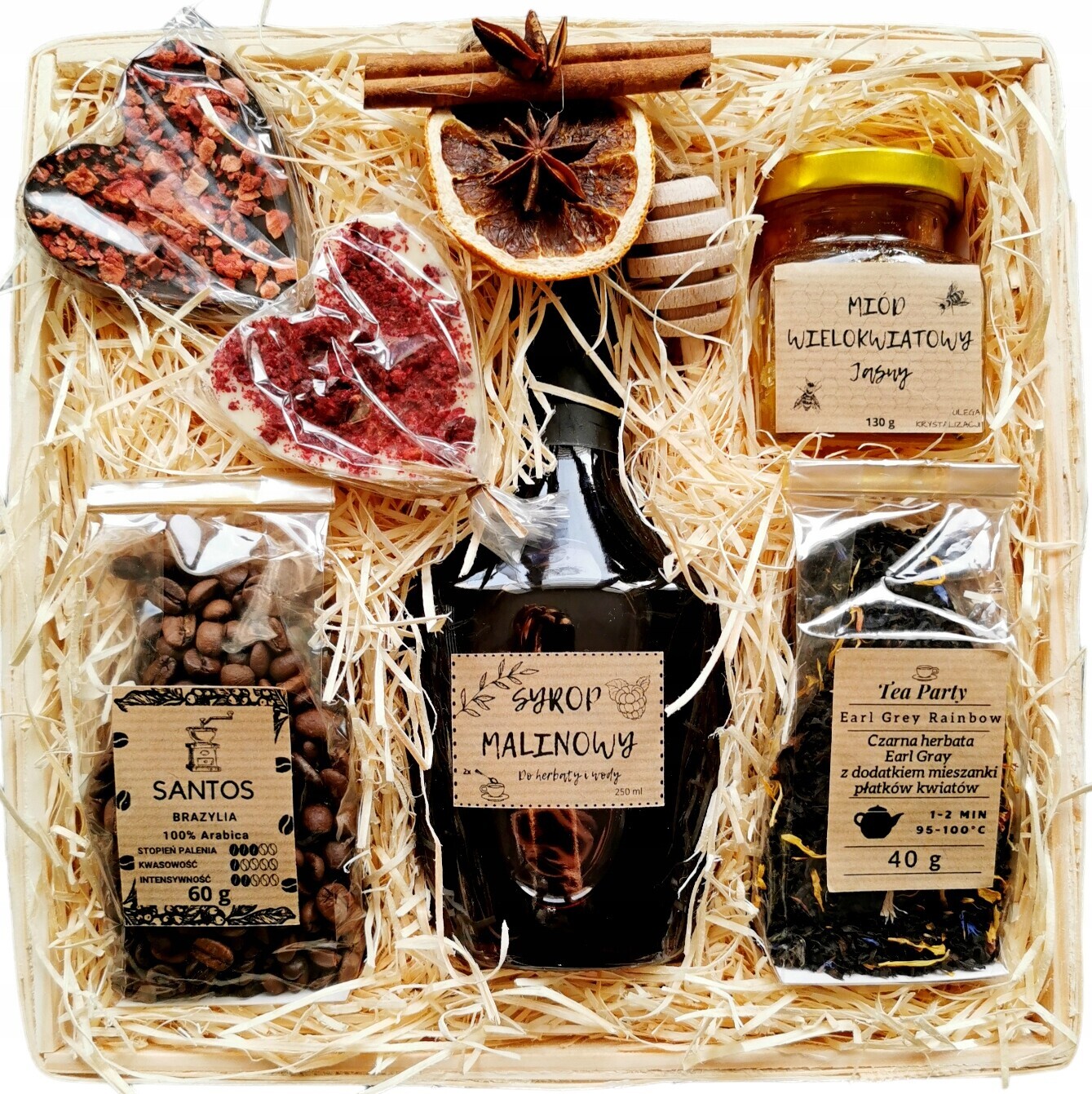Dárkový Koš Sada káva čaj sirup med čokoláda Dárek Vánoce