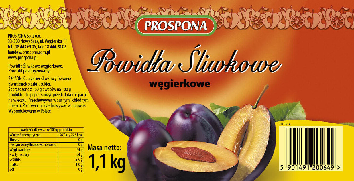 Prospona Švestková Povidla Maďarská 1, 1 Kg