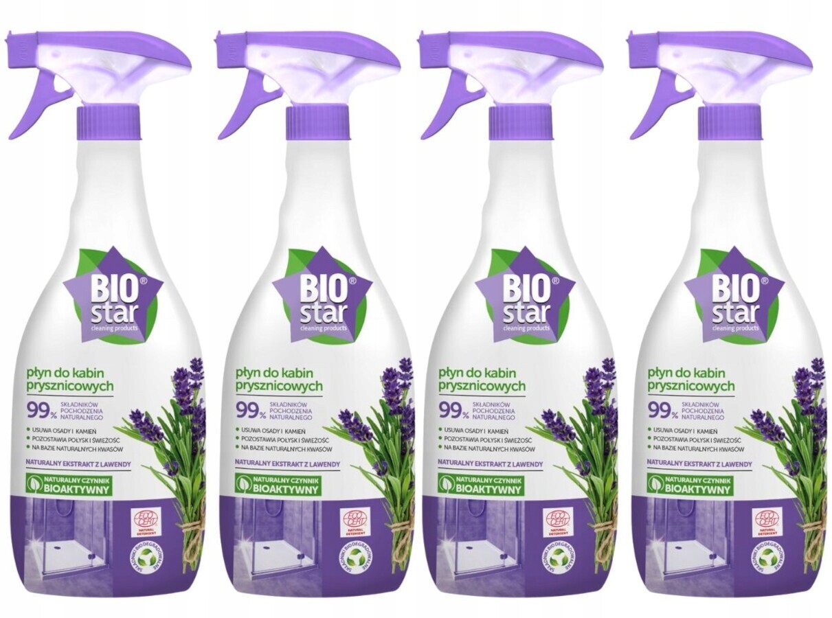 Biostar Tekutý přípravek do sprchových koutů levandulový ekologický prostředek 700 ml x 4