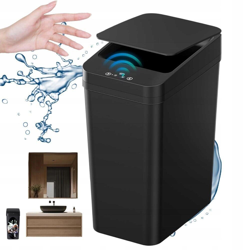 Bezdotykový Odpadkový Koš Automatický 12L Voděodolný Smart Černý Silný