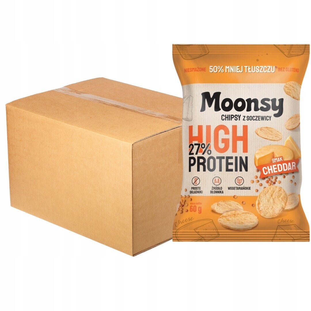 Moonsy Chipsy z čočky s příchutí cheddar 60 g x 18 kusů