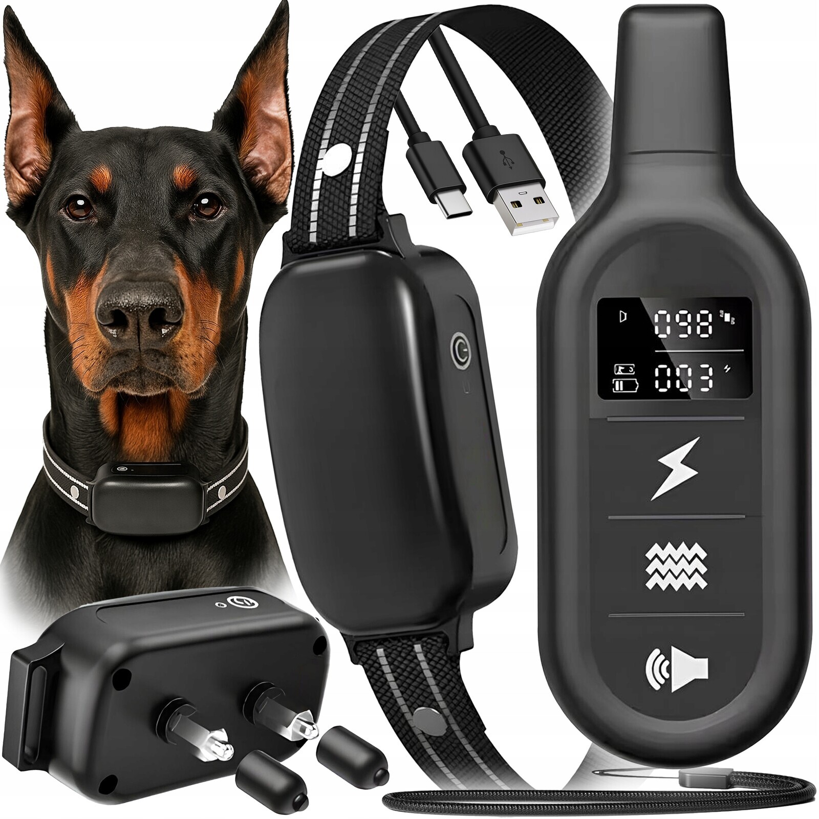 Elektrický výcvikový obojek pro psa 800M, voděodolný, dálkové ovládání, Velká Baterie