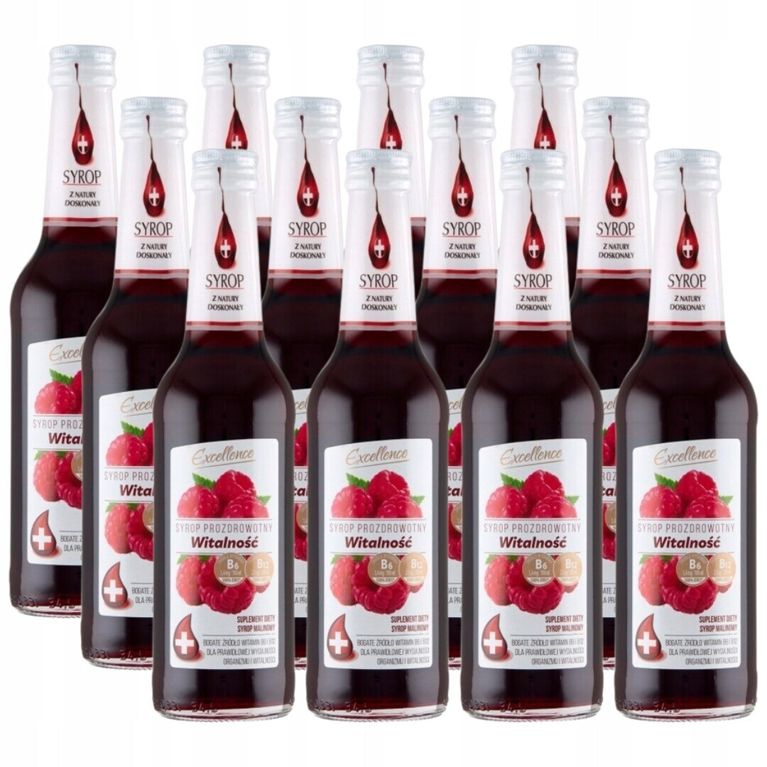 Excellence Vitalita Doplněk stravy malinový sirup 320 ml x 12 kusů