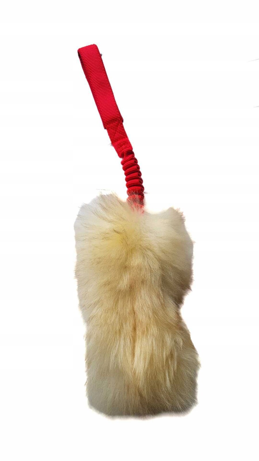 Přetahovadlo pro psa z ovčí kožešiny Zayma s tlumičem muflon červená