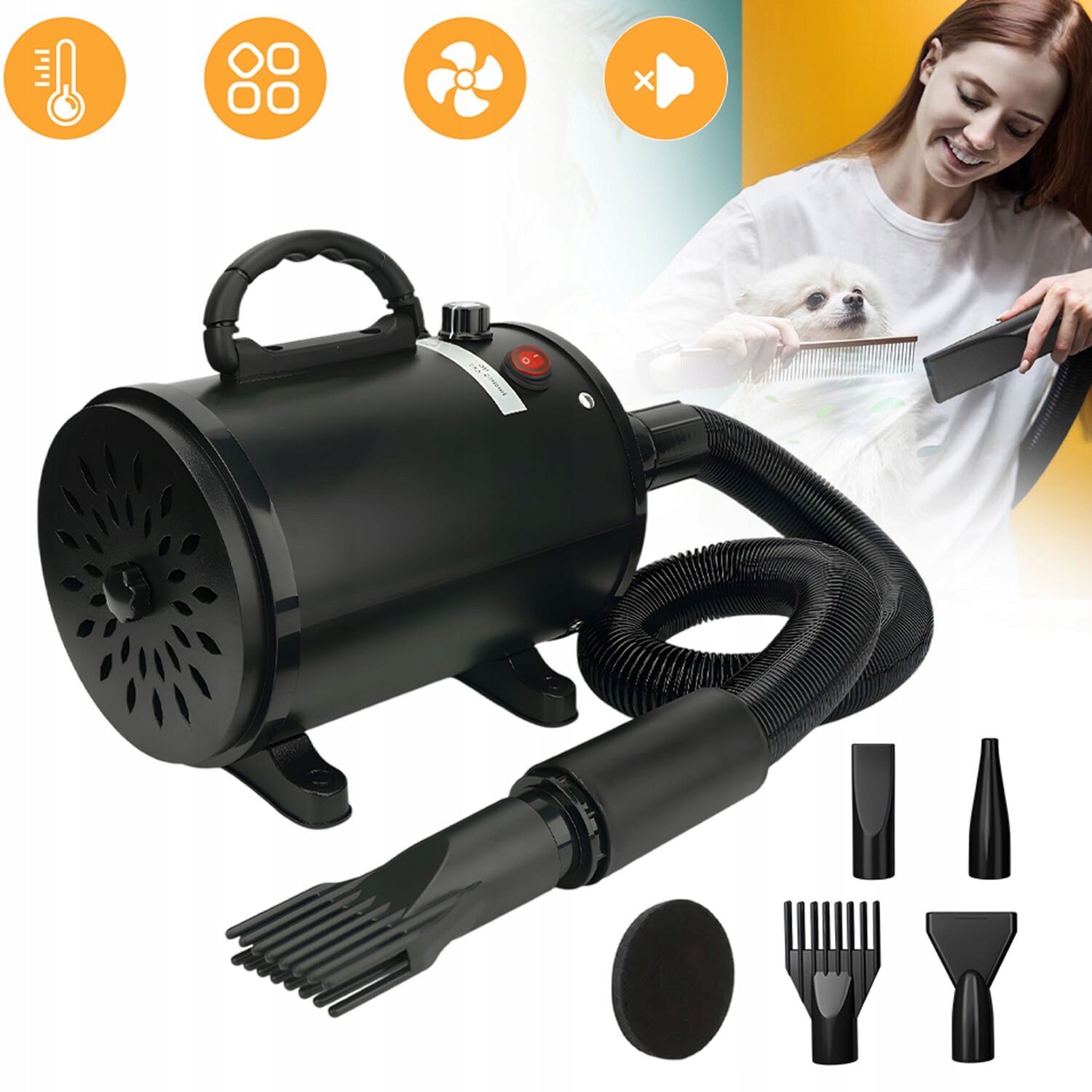 Profesionální sušička srsti 4 trysky Flexibilní hadice Regulace teploty