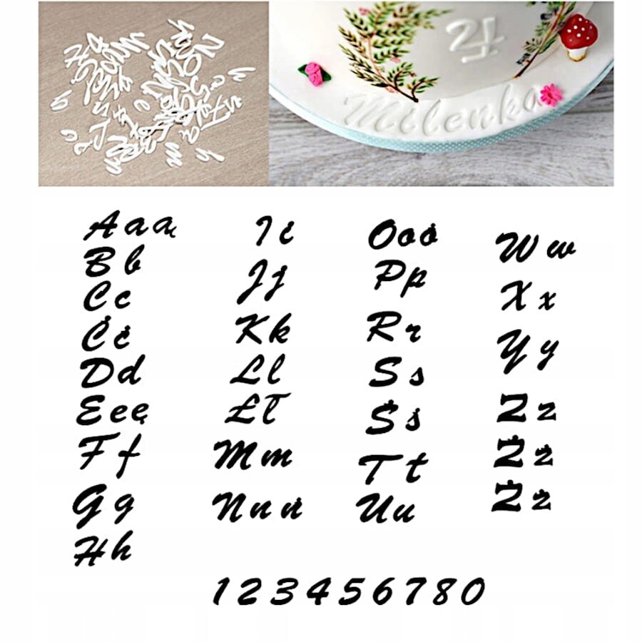 razítka abeceda a číslice pro cukrovou hmotu, zdobení dortů a koláčů, písmena