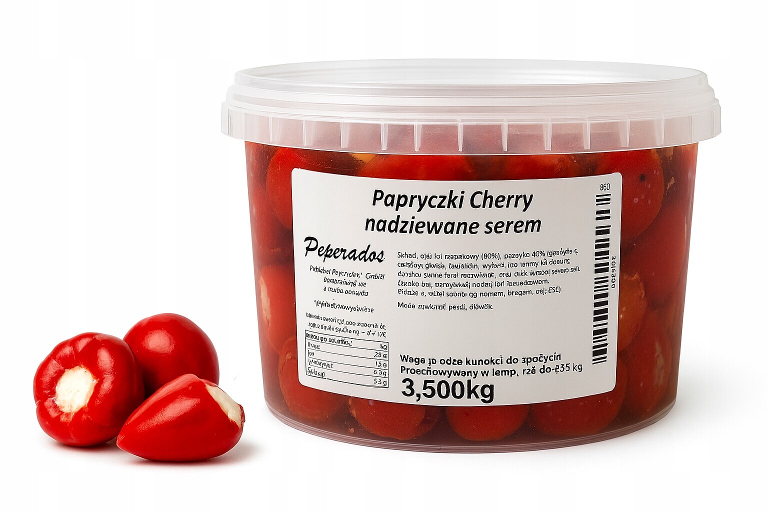 Řecké Papričky Cherry plněné sýrem 4,6 kg Peperados