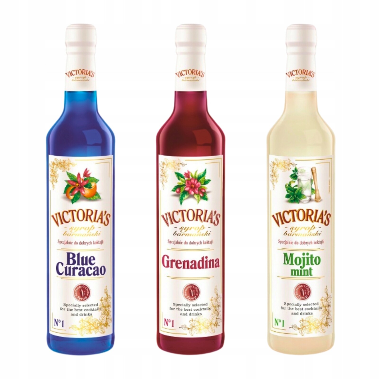 Základní sada Barmanské sirupy mix do nápojů 3x490 ml Victoria Cymes