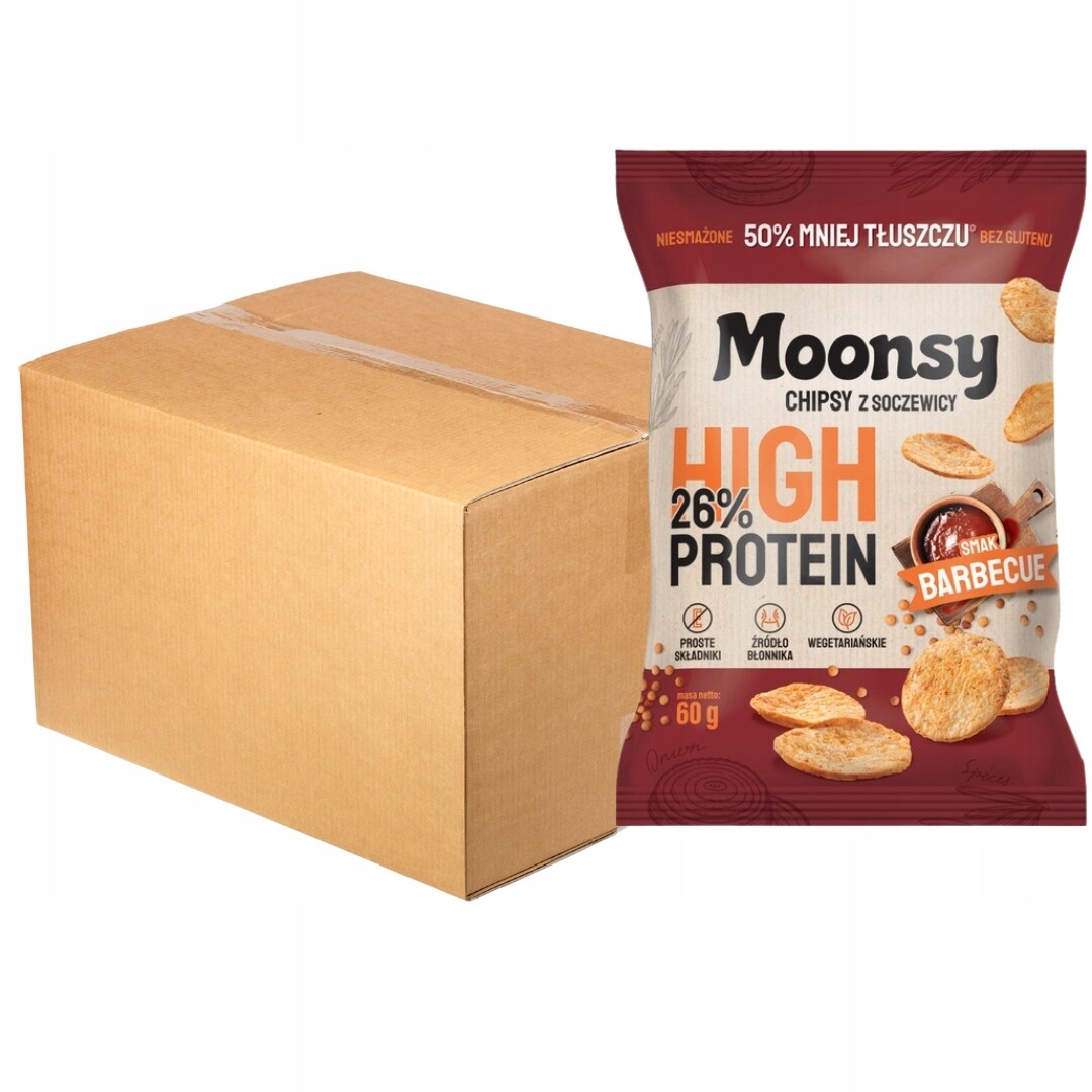 Moonsy Chipsy z čočky s příchutí barbecue 60 g x 18 kusů