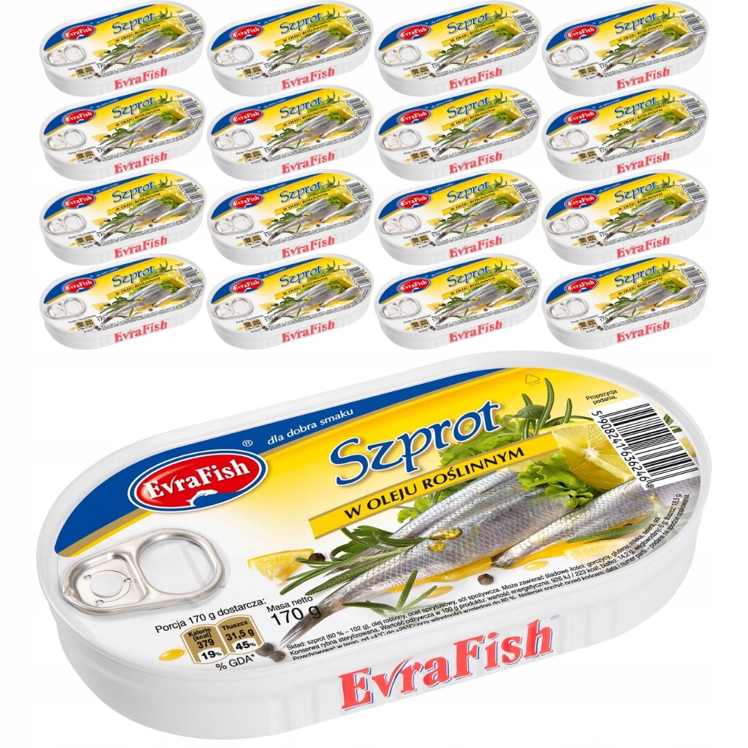 Evrafish Šprot v oleji 170 g x 16 kusů