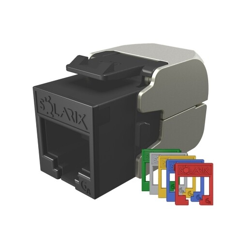 Konektor keystone Solarix SXKJ-6-UTP-RAL-SA s vyměnitelnými barevnými maskami
