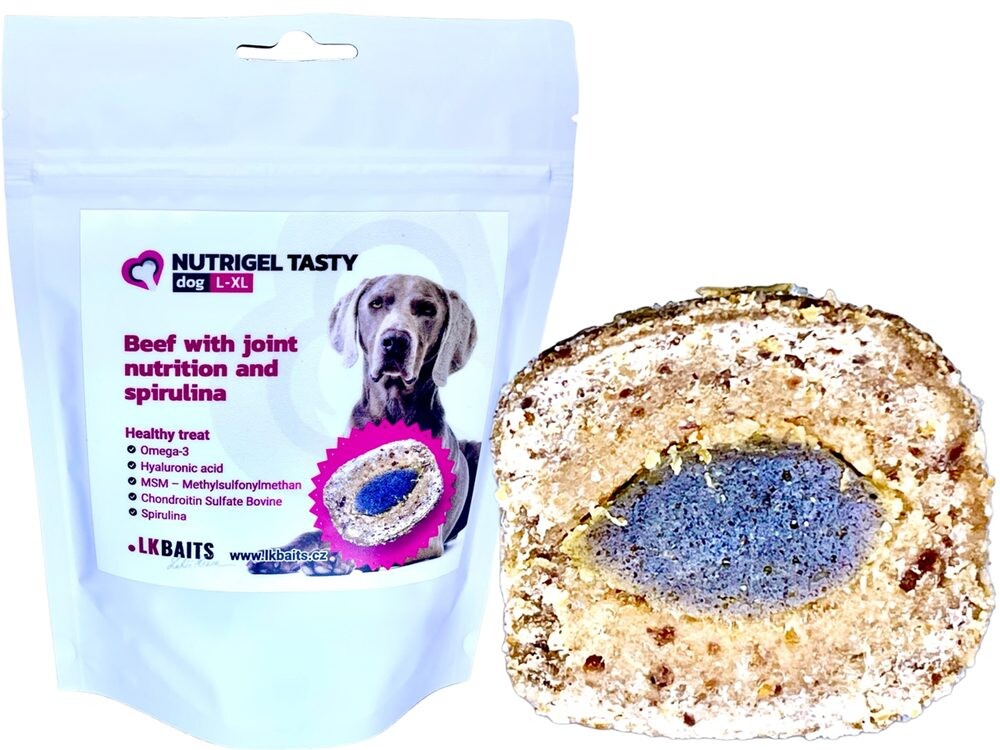 LK Baits Pet Pamlsek Nutrigel Dog Hovězí s kloubní výživou a spirulinou - L-XL 200g