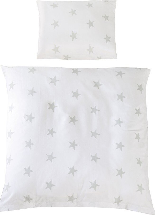 Bílé bavlněné dětské povlečení do postýlky 80x80 cm Little Stars – Roba