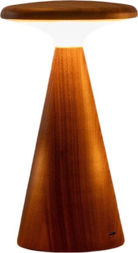 LED stolní lampa v tmavě přírodní barvě s dřevěným stínidlem (výška 14 cm) Sylva – Gingko