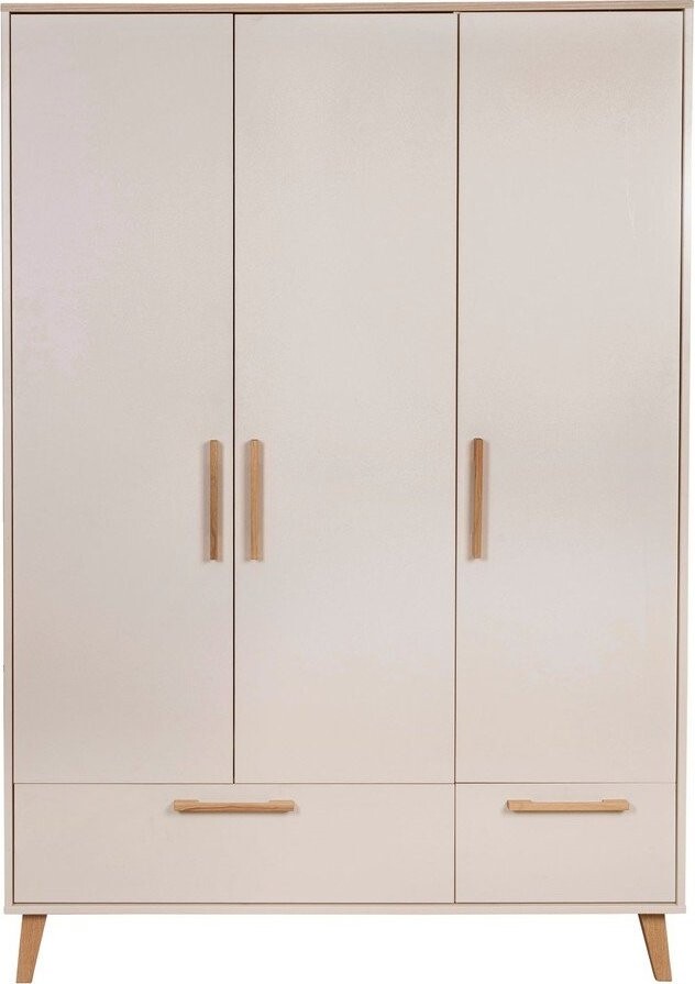Krémová/v přírodní barvě dětská šatní skříň v dekoru dubu 138x200x55 cm Jil – Roba