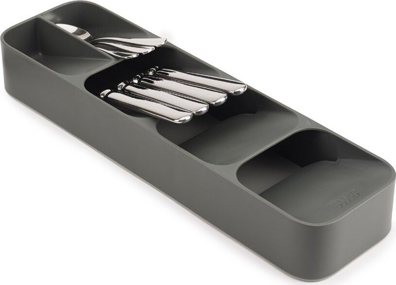 Šedý plastový příborník do zásuvky 11 x 39,5 cm Duo – Joseph Joseph