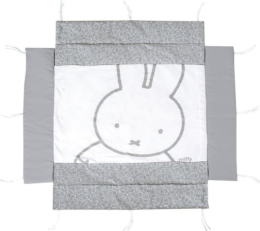 Bílý/šedý mantinel do postýlky s příměsí bavlny 96 cm Miffy – Roba