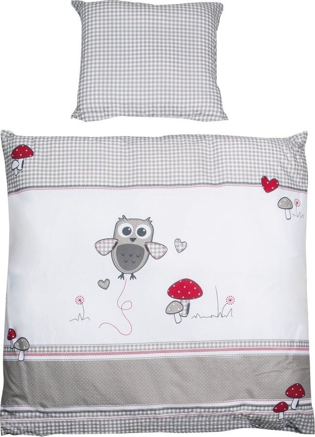 Bílé/šedé bavlněné dětské povlečení do postýlky 80x80 cm Adam & Eule – Roba