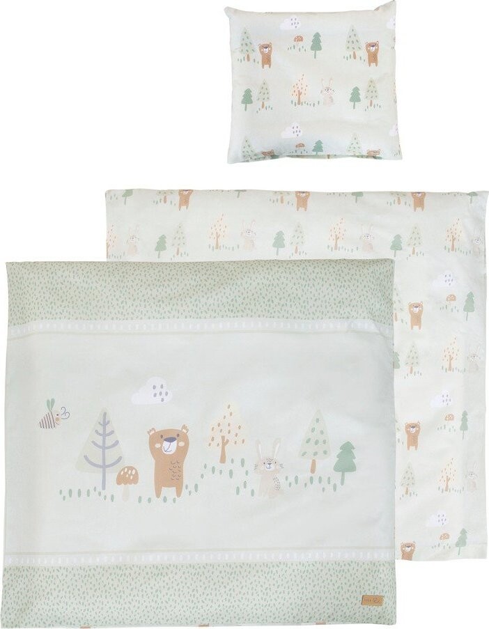 Světle zelené bavlněné dětské povlečení do postýlky 80x80 cm Woodland Buddies – Roba