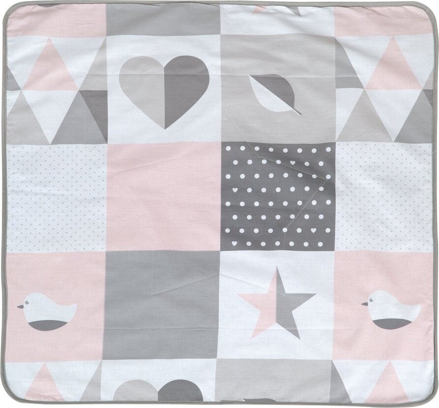 Růžová/šedá dětská deka z mikroplyše 80x80 cm Happy Patch – Roba