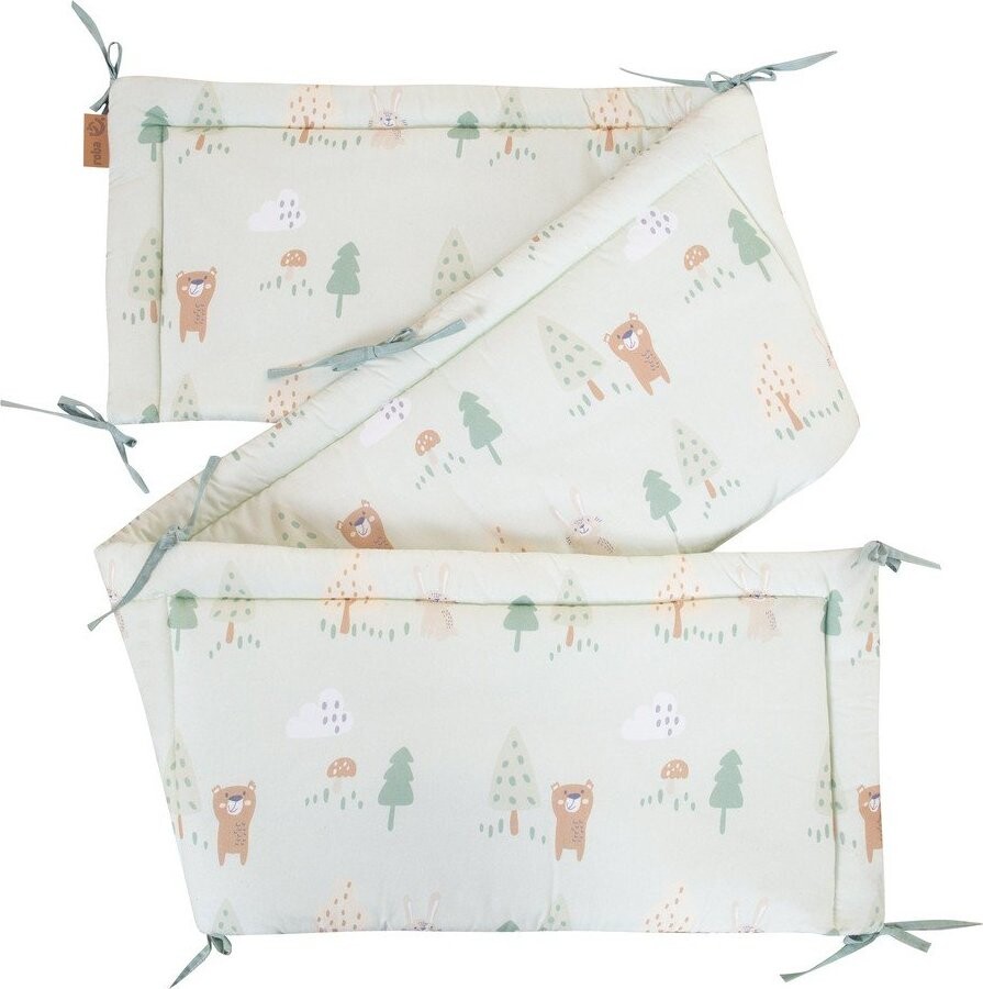 Světle zelený bavlněný mantinel do postýlky 170 cm Woodland Buddies – Roba