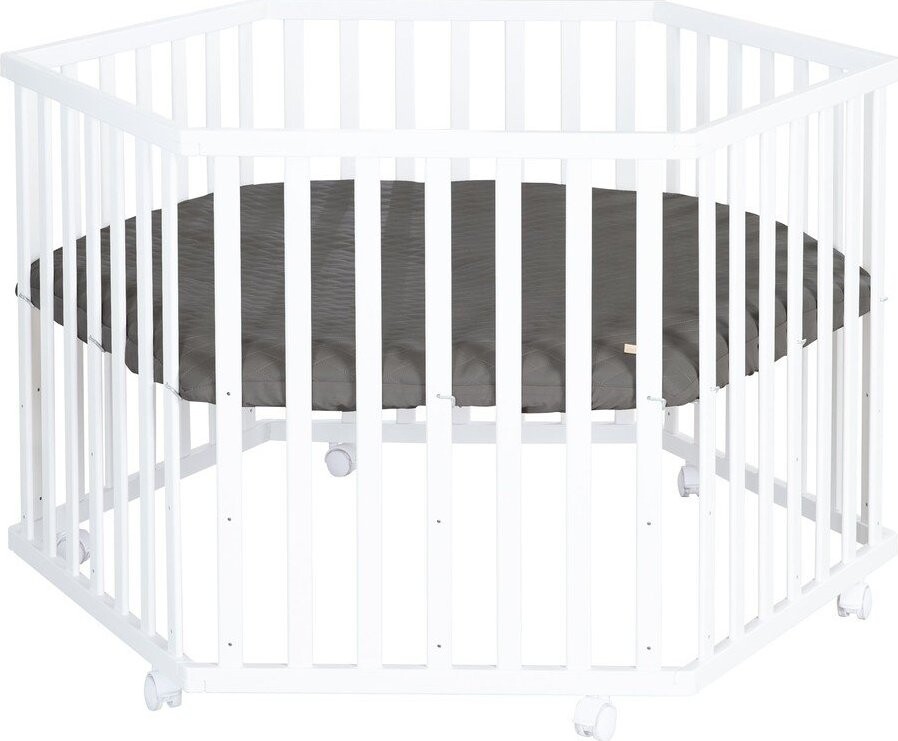 Bílá dětská ohrádka s nastavitelnou výškou/na kolečkách – Roba