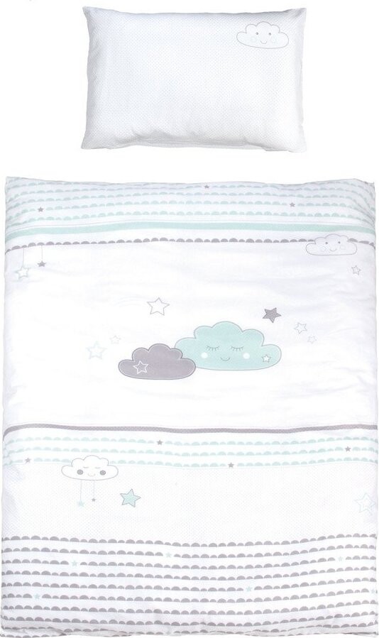 Bílé bavlněné dětské povlečení do postýlky 100x135 cm Happy Cloud – Roba