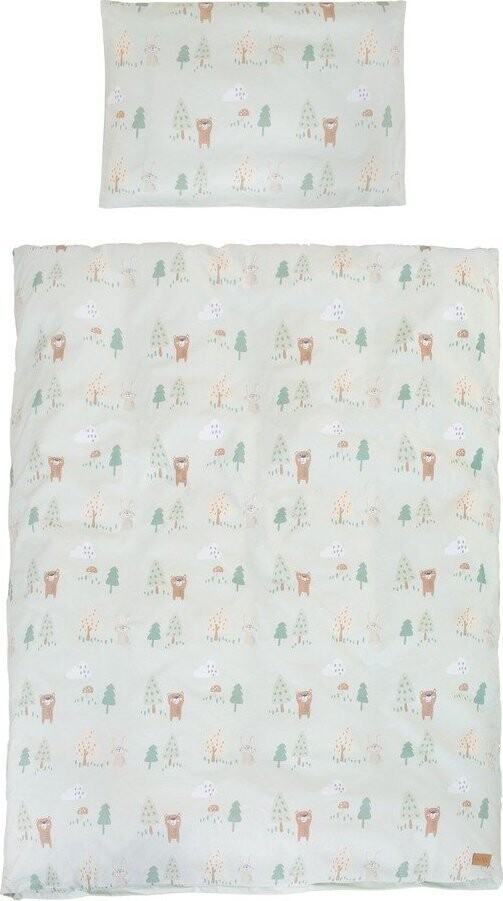 Světle zelené bavlněné dětské povlečení do postýlky 100x135 cm Woodland Buddies – Roba