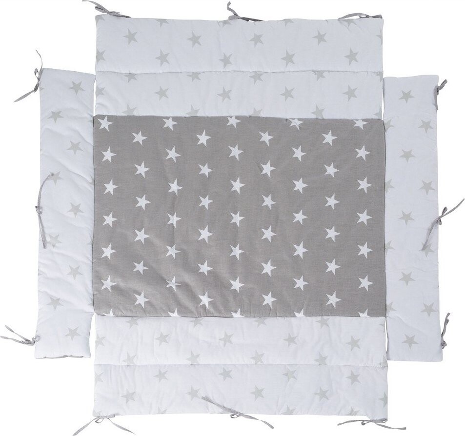 Bílý/šedý mantinel do postýlky s příměsí bavlny 96 cm Little Stars – Roba