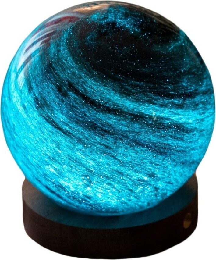 LED stolní lampa v tmavě přírodní barvě se skleněným stínidlem (výška 9 cm) Stellar Ocean – Gingko